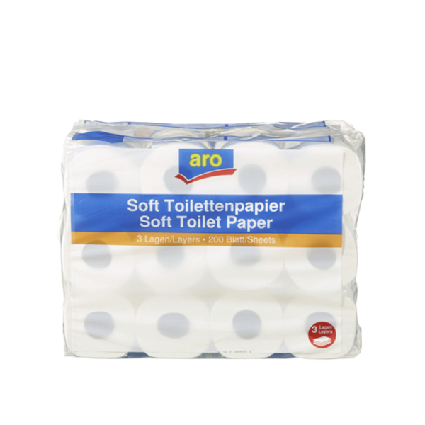 Aro Soft Toilettenpapier 3 Lagig 24 Rollen 200 Blatt