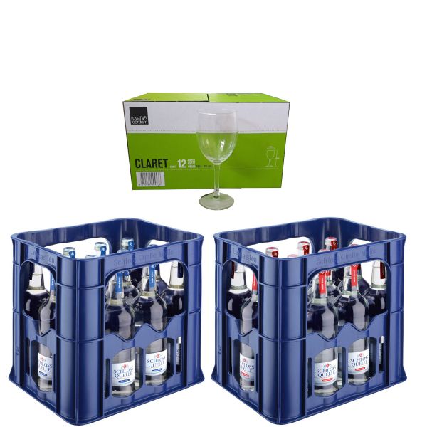 2 x Schloss Quelle Gourmet 12 x 0,75l + 1 Karton Gläser Gratis