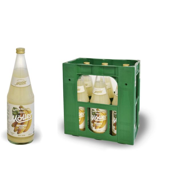 Möller Bananen-Nektar 6 x 1,0l Glas Kiste MEHRWEG