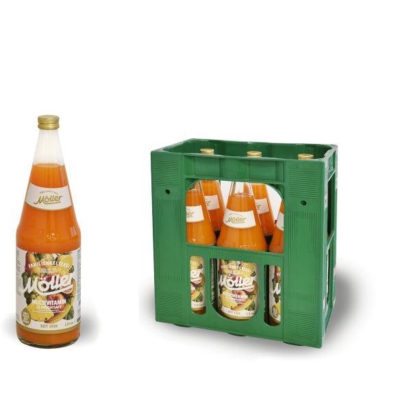 Möller Multivitaminsaft 11 Fruchtsaft 6 x 1,0l Glas Kiste MEHRWEG