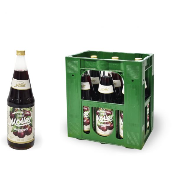 Möller Sauerkirsch-Nektar 6 x 1,0l Glas Kiste MEHRWEG