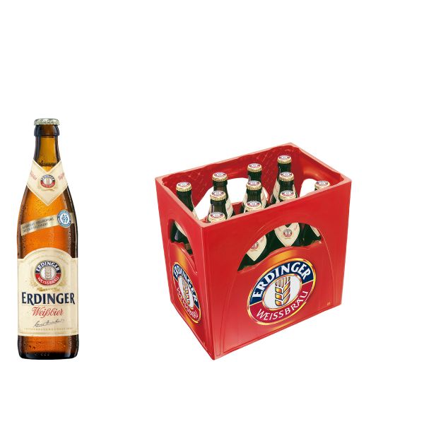 Erdinger Weißbier Weizen Hell 11 x 0,5l Glas MEHRWEG